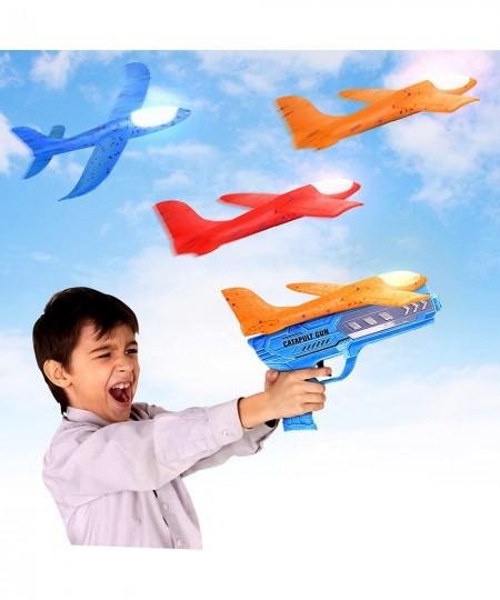 Airplane Launcher Toy – 4pcs Airplane Launcher Set for Boys and Girls - Super Plane Launcher with 3 Foam Planes – Built-In LE...