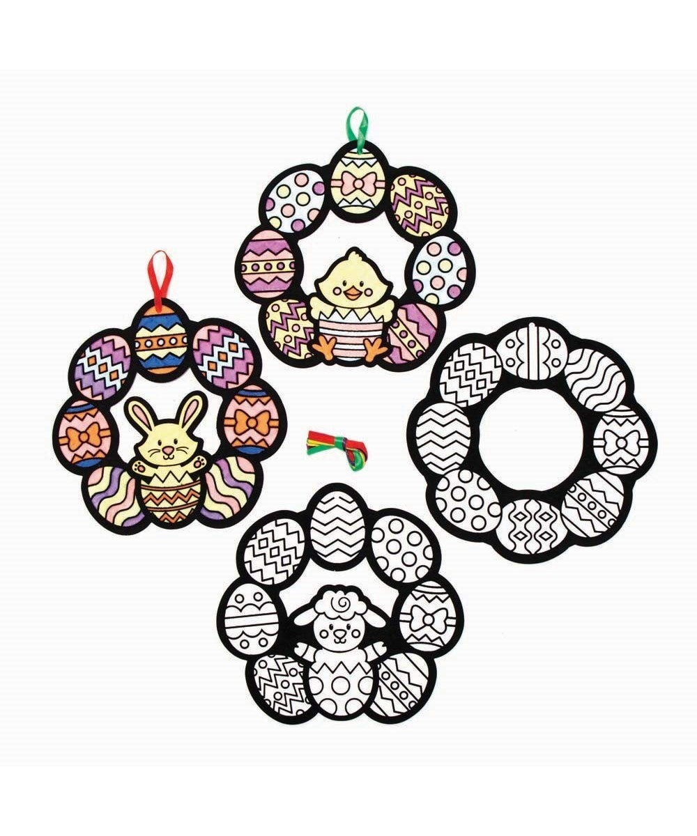 Easter Wreath Art Decorations - Pack of 10 Kids Fuzzy Art Ornaments for Easter Crafting Coloring and to Display (AX819) $15.3...