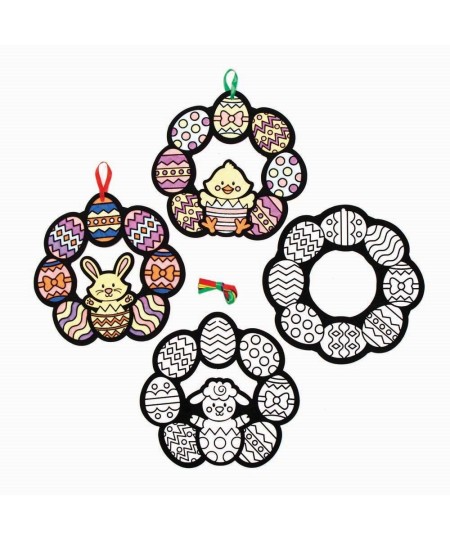 Easter Wreath Art Decorations - Pack of 10 Kids Fuzzy Art Ornaments for Easter Crafting Coloring and to Display (AX819) $15.3...