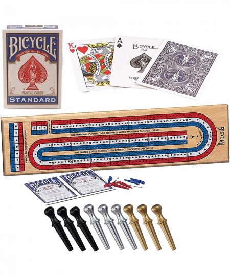 Cribbage Board | 3-Track Color Coded Real Pine Wood Cribbage Game with Deck of Cards and Premium Metal Cribbage Pegs $39.17 -...