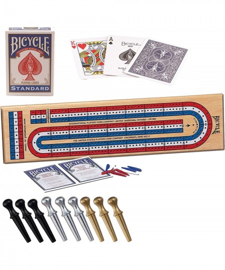 Cribbage Board | 3-Track Color Coded Real Pine Wood Cribbage Game with Deck of Cards and Premium Metal Cribbage Pegs $39.17 -...