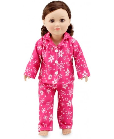 18-Inch Doll Clothes Gift Set for Kids Girls | Cozy Pink and White Snowflake Print 2 Piece 18" Doll Pajamas PJ Sleepwear Outf...