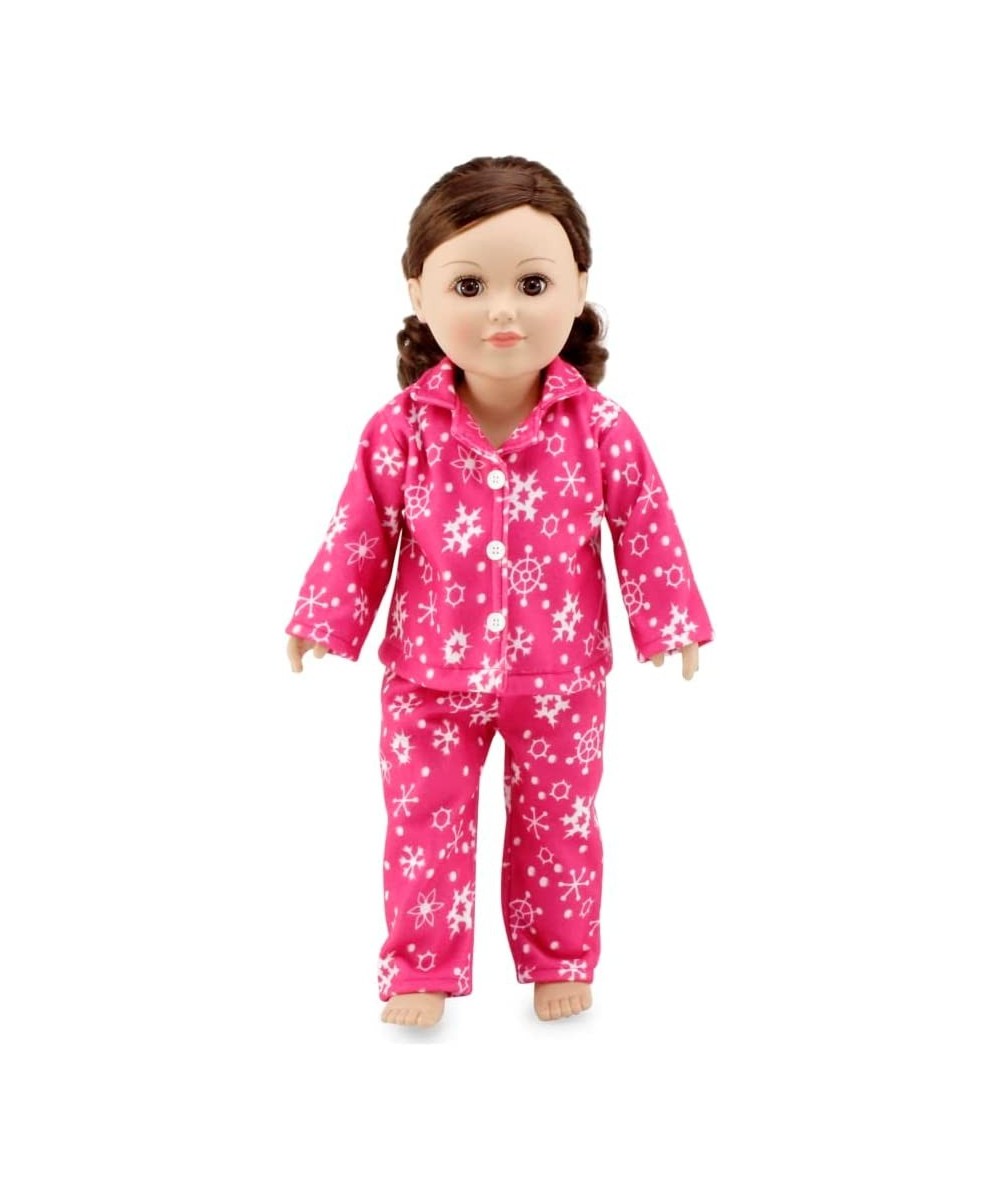 18-Inch Doll Clothes Gift Set for Kids Girls | Cozy Pink and White Snowflake Print 2 Piece 18" Doll Pajamas PJ Sleepwear Outf...