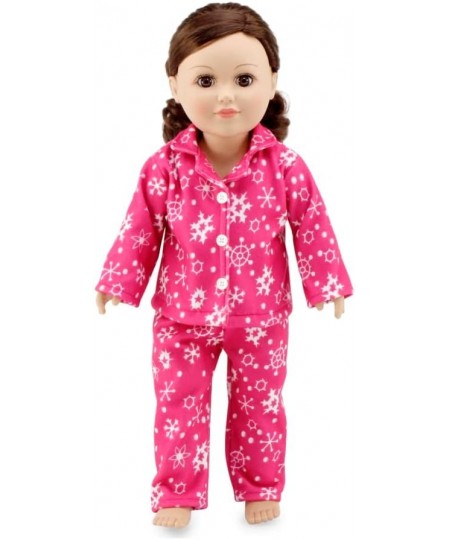 18-Inch Doll Clothes Gift Set for Kids Girls | Cozy Pink and White Snowflake Print 2 Piece 18" Doll Pajamas PJ Sleepwear Outf...