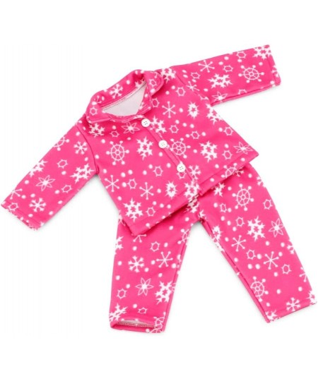 18-Inch Doll Clothes Gift Set for Kids Girls | Cozy Pink and White Snowflake Print 2 Piece 18" Doll Pajamas PJ Sleepwear Outf...