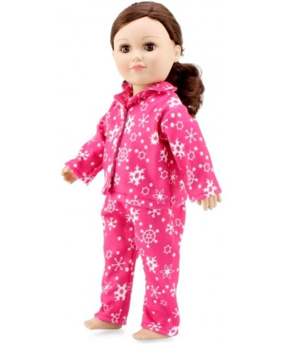 18-Inch Doll Clothes Gift Set for Kids Girls | Cozy Pink and White Snowflake Print 2 Piece 18" Doll Pajamas PJ Sleepwear Outf...