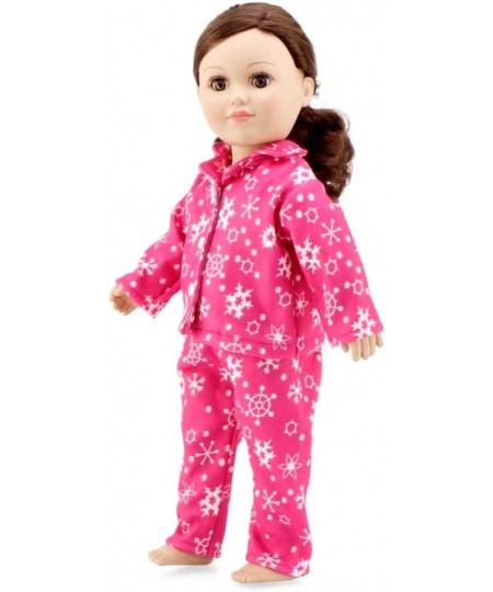 18-Inch Doll Clothes Gift Set for Kids Girls | Cozy Pink and White Snowflake Print 2 Piece 18" Doll Pajamas PJ Sleepwear Outf...