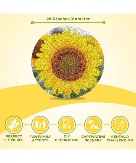 Sunflower Puzzle - Round Puzzles for Adults 1000 Piece Puzzle for Adults Flower Puzzle Round Puzzle Circle Puzzle Difficult P...