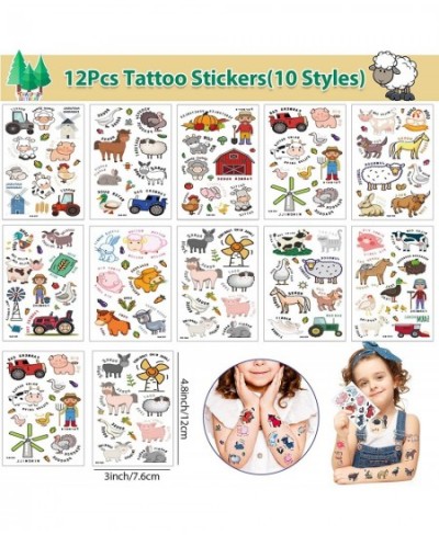 72Pcs Farm Party Favors Bags Farm Birthday Party Supplies for Kid Felt Mask Make Your Own Sticker Necklace Keychain Tattoo St...