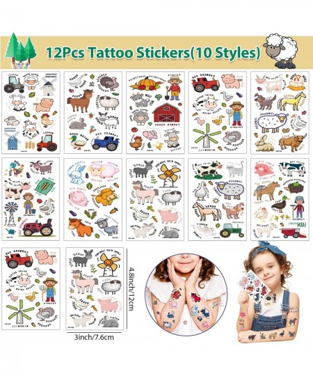 72Pcs Farm Party Favors Bags Farm Birthday Party Supplies for Kid Felt Mask Make Your Own Sticker Necklace Keychain Tattoo St...