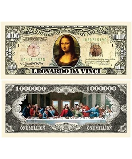 Leonardo Davinci Million Dollar Bill - Comes in Currency Holder - Best Gift for Da Vinci Fans $15.06 - Gags & Practical Joke ...