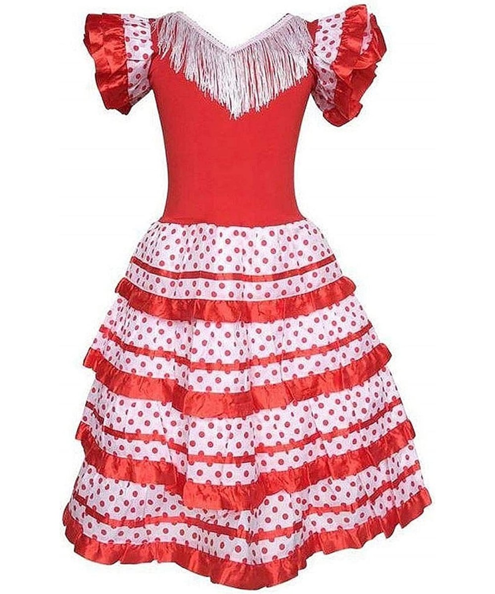 Spanish Flamenco Dress for Girl with ruffles on the skirt with detail of ruffles and polka dots on the skirt $49.94 - Kids' C...