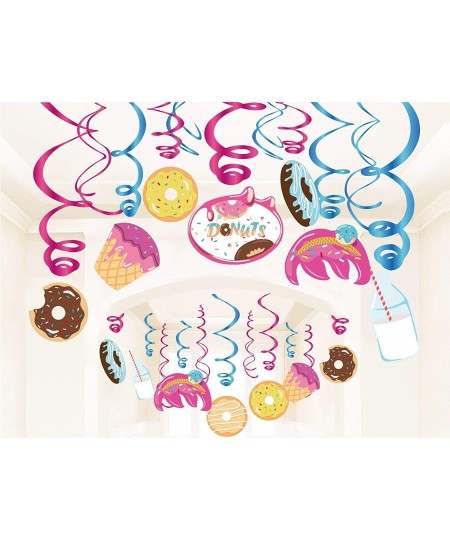 30Ct Donut Sprinkle Hanging Swirl Decorations Donut Time Party Supplies Donut Day Birthday Theme Decor for Boy Girl Baby Show...