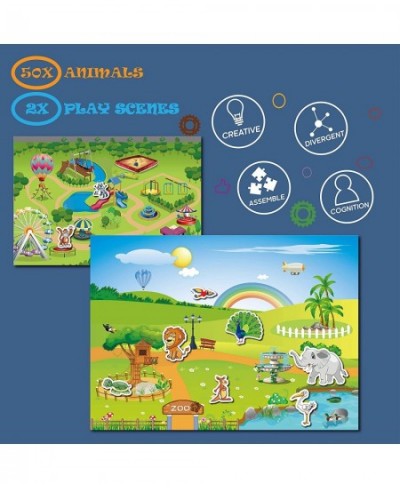 Magnetic Portable Playboard Cute Zoo Ainimal Magnets Create Scene for Todder Kids Perfect Preschool Learning Travel Toy (51 P...