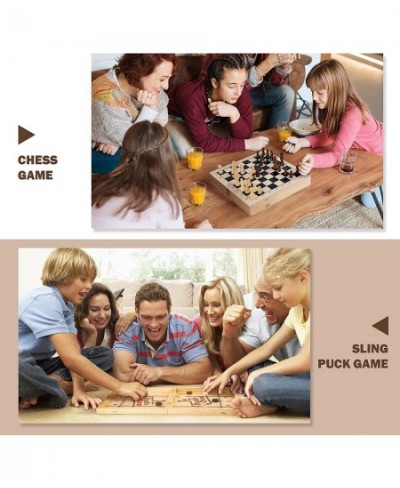 Fast Sling Puck Game 4 in 1 Portable Wooden Board Games Set for Adults and Kids Easter Basket Stuffer Idea Chess Checkers and...