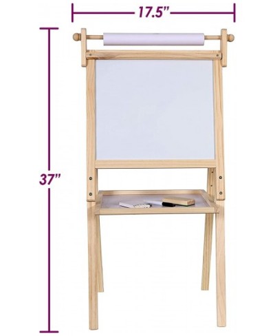 Deluxe Standing Art Easel for Kids - Toddler Drawing Chalkboard Magnetic Whiteboard Dry Erase Board Paper Roll and Accessorie...