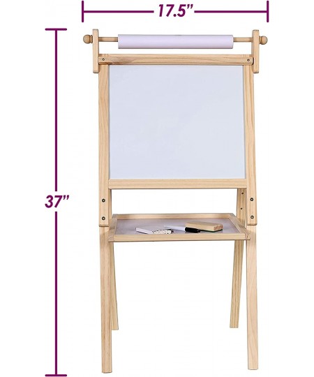 Deluxe Standing Art Easel for Kids - Toddler Drawing Chalkboard Magnetic Whiteboard Dry Erase Board Paper Roll and Accessorie...