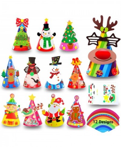 12 Pcs Christmas Hats for Kids Santa Arts and Crafts DIY Cone Hat Christmas Craft Kit Toddler Creative Christmas Activities $...