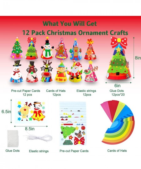 12 Pcs Christmas Hats for Kids Santa Arts and Crafts DIY Cone Hat Christmas Craft Kit Toddler Creative Christmas Activities $...