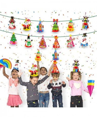 12 Pcs Christmas Hats for Kids Santa Arts and Crafts DIY Cone Hat Christmas Craft Kit Toddler Creative Christmas Activities $...