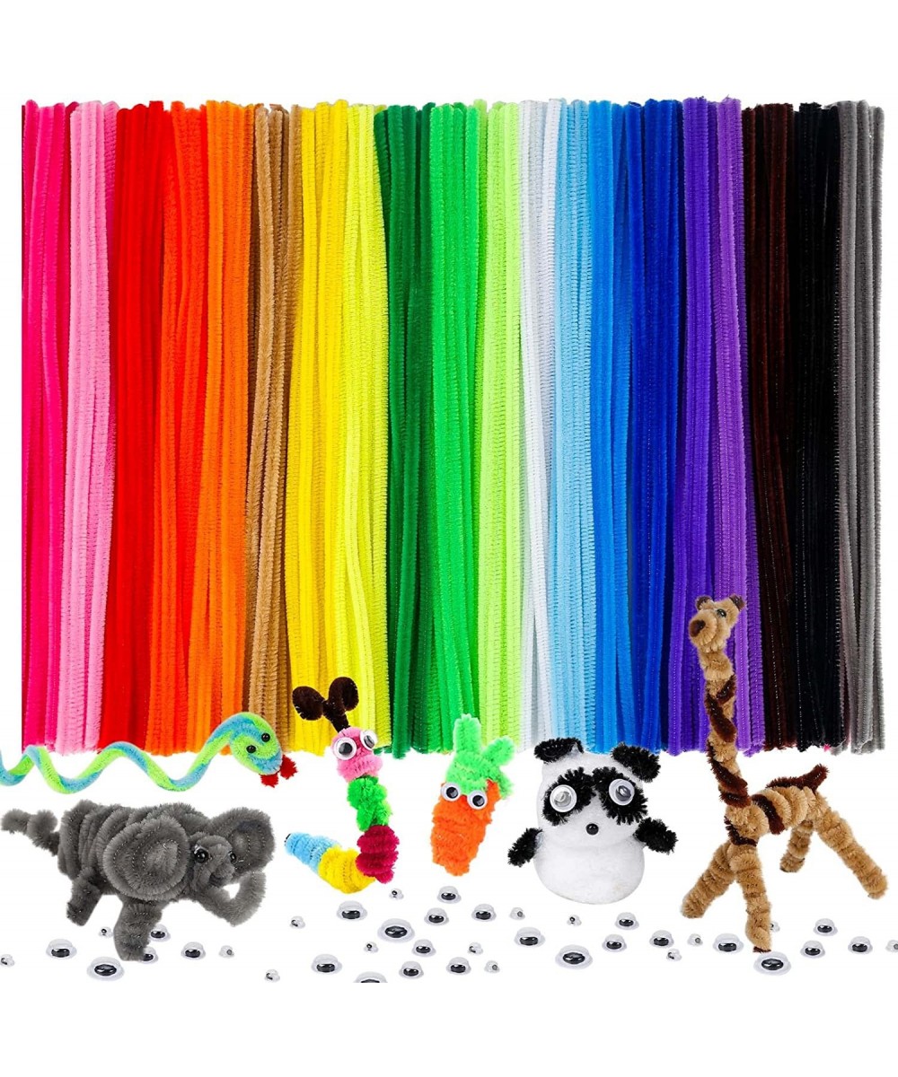 200 PCS Pipe Cleaners Craft Supplies Multi-Color Chenille Stems with 100 pcs Wiggle Eyes for Art and Craft Projects Creative ...