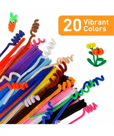 200 PCS Pipe Cleaners Craft Supplies Multi-Color Chenille Stems with 100 pcs Wiggle Eyes for Art and Craft Projects Creative ...