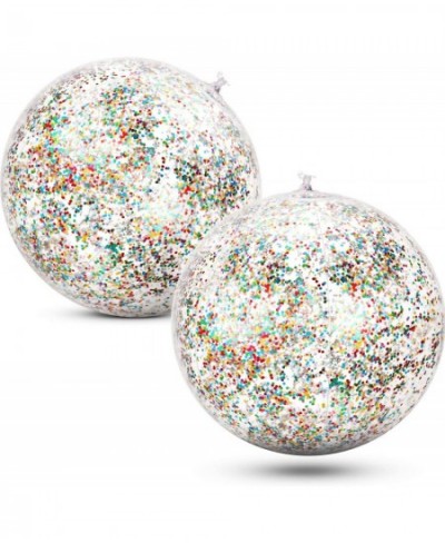 2 Pieces Inflatable Glitter Beach Ball Confetti Beach Balls Transparent Swimming Pool Party Ball for Summer Beach Water Play ...