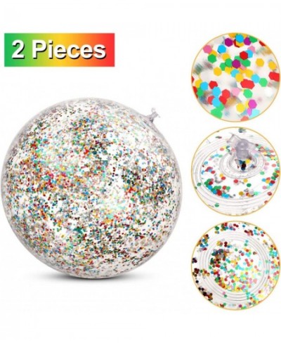 2 Pieces Inflatable Glitter Beach Ball Confetti Beach Balls Transparent Swimming Pool Party Ball for Summer Beach Water Play ...