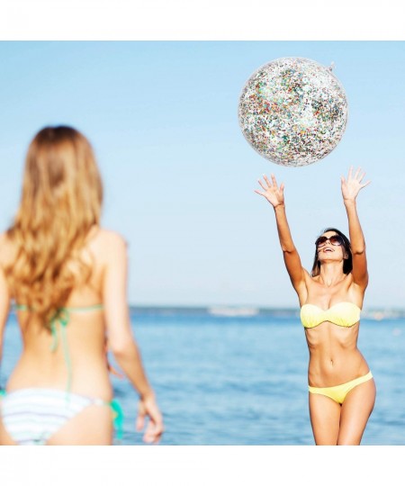 2 Pieces Inflatable Glitter Beach Ball Confetti Beach Balls Transparent Swimming Pool Party Ball for Summer Beach Water Play ...