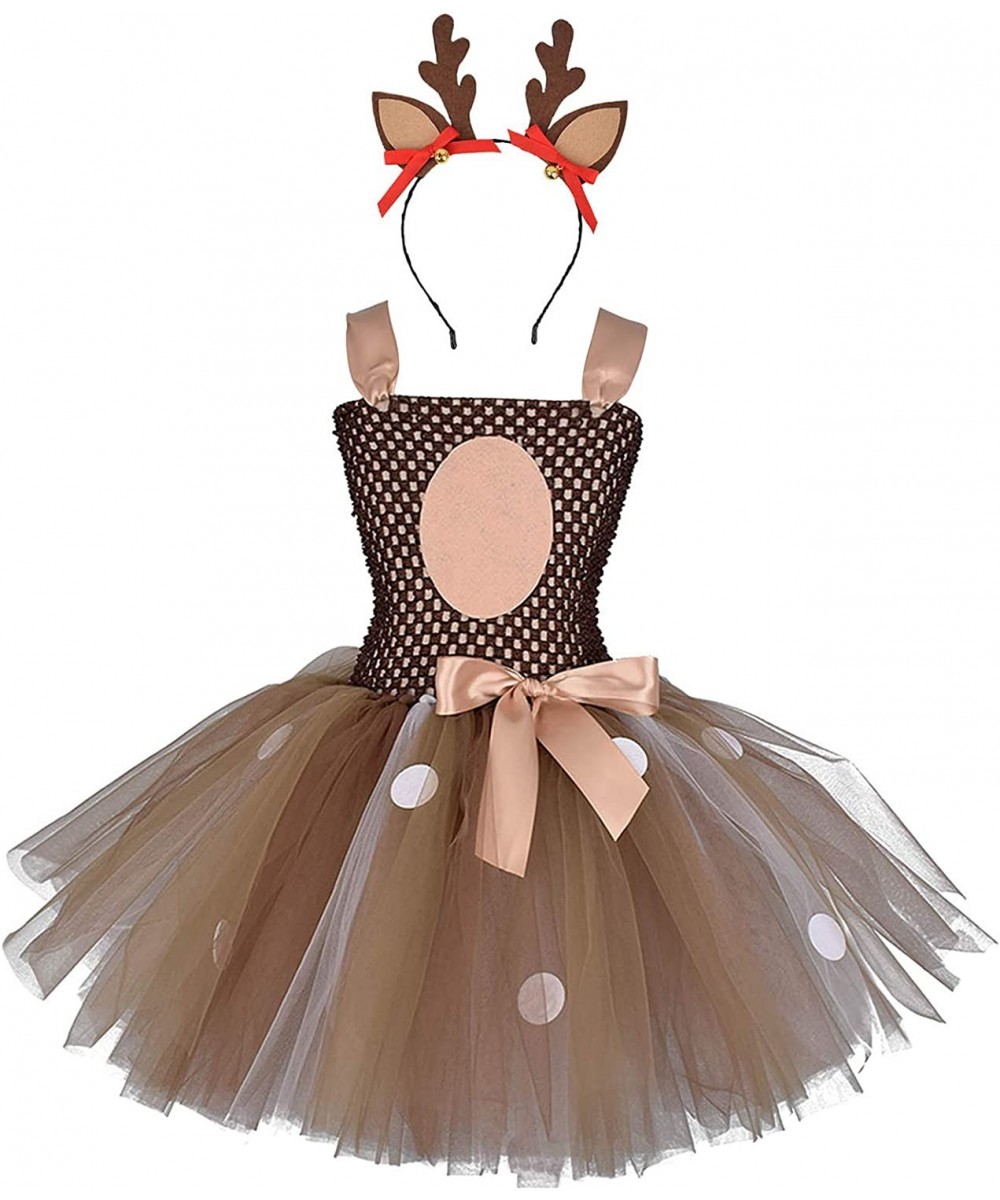 Girls Deer Costume for Halloween Christmas Cosplay Handmade Tutu Dress up with Reindeer Antlers Headband Photo Shoot $26.39 -...