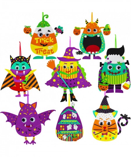 24 Sets Halloween Crafts Kits Fall Crafts DIY Halloween Ornaments Decorations Art Sets Pumpkin Monster Jack-o'-Lantern Foam S...