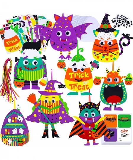 24 Sets Halloween Crafts Kits Fall Crafts DIY Halloween Ornaments Decorations Art Sets Pumpkin Monster Jack-o'-Lantern Foam S...