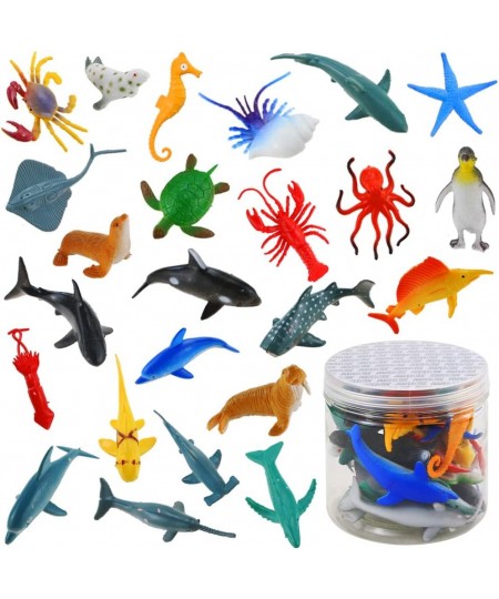 24 Pack Mini Ocean Sea Animal Model Toys Under The Sea Life Figure Bath Toy for Child (Shark Blue Whale Starfish Crab etc.) $...