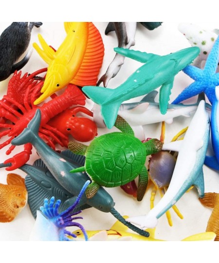 24 Pack Mini Ocean Sea Animal Model Toys Under The Sea Life Figure Bath Toy for Child (Shark Blue Whale Starfish Crab etc.) $...