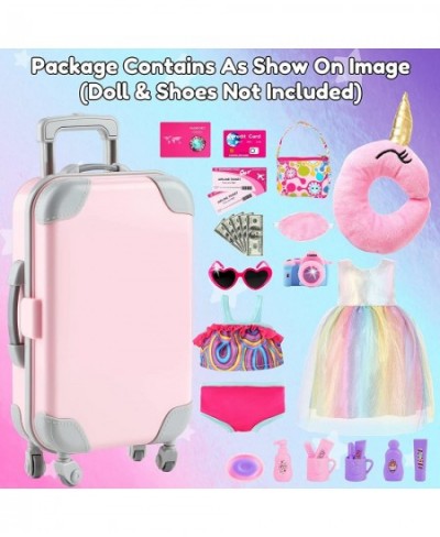 29PCS American 18 Inch Girl Doll Clothes and Accessories-Travel Play Set for Dolls American Doll Stuff with Clothes Luggage S...