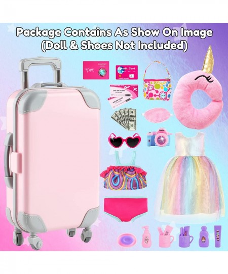 29PCS American 18 Inch Girl Doll Clothes and Accessories-Travel Play Set for Dolls American Doll Stuff with Clothes Luggage S...