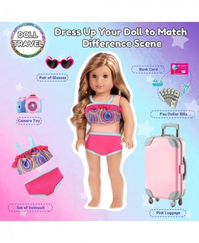 29PCS American 18 Inch Girl Doll Clothes and Accessories-Travel Play Set for Dolls American Doll Stuff with Clothes Luggage S...