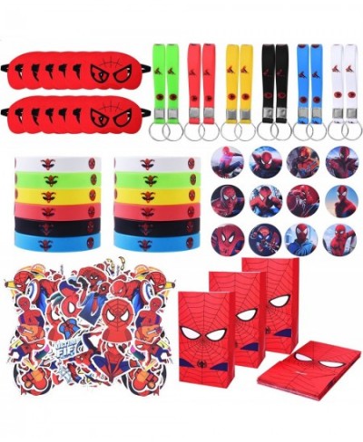 116 Spiderman Party Gifts Spiderman Birthday Party Gift Set Set Includes 12 Bracelets 12 Key chains 12 Brooches and 56 Sticke...