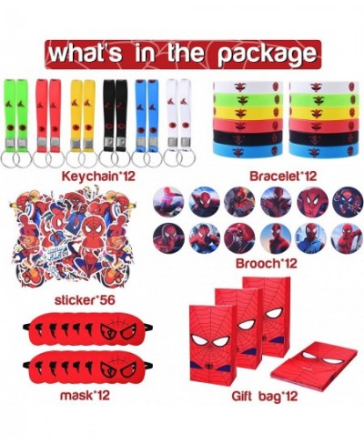 116 Spiderman Party Gifts Spiderman Birthday Party Gift Set Set Includes 12 Bracelets 12 Key chains 12 Brooches and 56 Sticke...