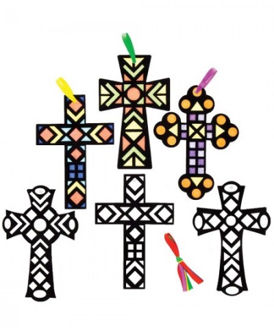 AT621 Velvet and Card Cross Color in Ornaments - Pack of 10 Color in Christian Crafts for Kids Arts and Crafts for Easter and...