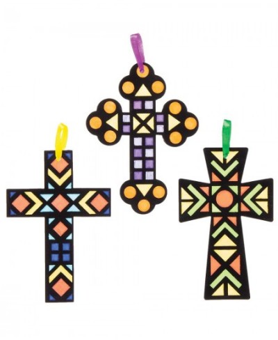 AT621 Velvet and Card Cross Color in Ornaments - Pack of 10 Color in Christian Crafts for Kids Arts and Crafts for Easter and...