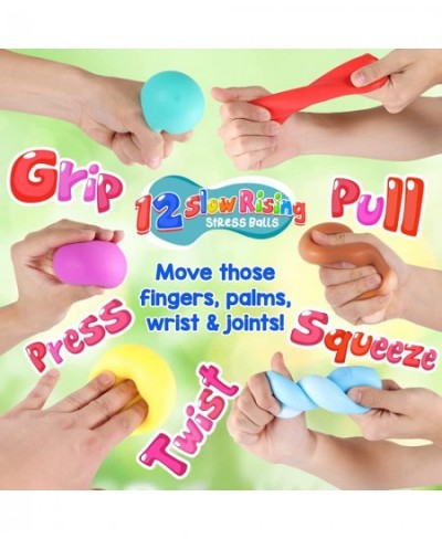 Squishy Stress Balls 12 Pack for Kids & Adults Super Soft Slow Rising Balls Squeeze Ball Stretchy Fidget Ball for Anxiety Str...