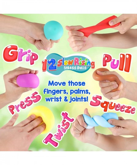 Squishy Stress Balls 12 Pack for Kids & Adults Super Soft Slow Rising Balls Squeeze Ball Stretchy Fidget Ball for Anxiety Str...