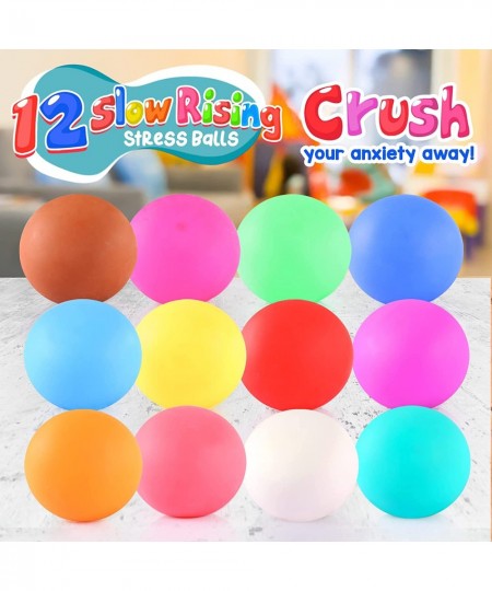 Squishy Stress Balls 12 Pack for Kids & Adults Super Soft Slow Rising Balls Squeeze Ball Stretchy Fidget Ball for Anxiety Str...