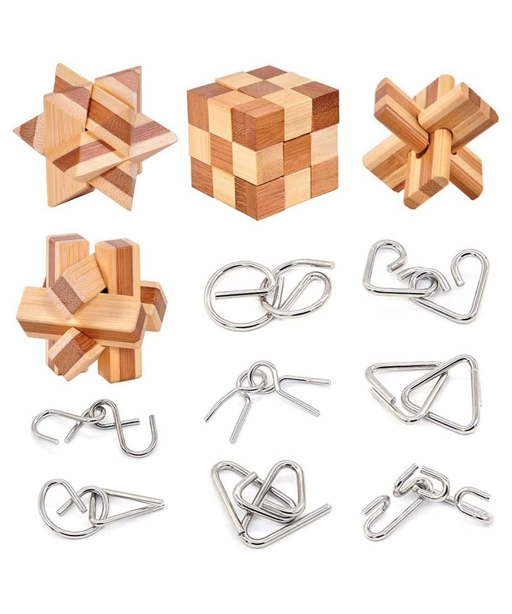 Bamboo 3D Puzzle Metal Brain Teasers Puzzles Mind Game Toys Set for Teens and Adults Pack of 12pcs $28.49 - Brain Teaser Puzzles