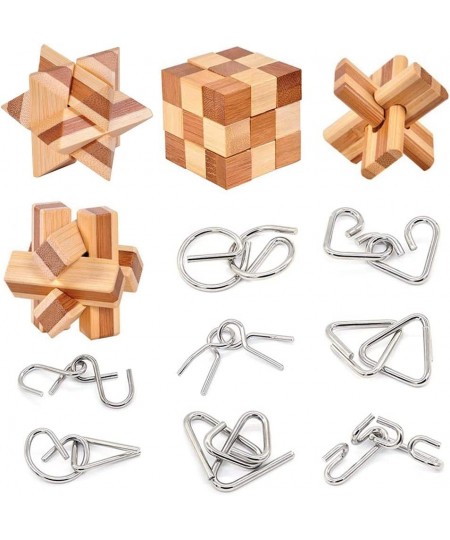 Bamboo 3D Puzzle Metal Brain Teasers Puzzles Mind Game Toys Set for Teens and Adults Pack of 12pcs $28.49 - Brain Teaser Puzzles