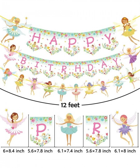 Fairy Birthday Party Decoration Fairy Party Favors Happy Birthday Banner Fairy Cake Topper Foil Balloons Tablecloth for Fairy...