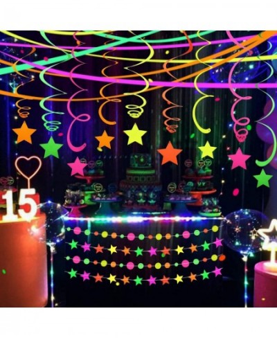 525feet UV Paper Neon Garland Neon Streamers Glow in the Dark Glow Party Supplies and Decorations Glow in the Dark Streamers ...