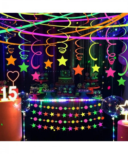 525feet UV Paper Neon Garland Neon Streamers Glow in the Dark Glow Party Supplies and Decorations Glow in the Dark Streamers ...