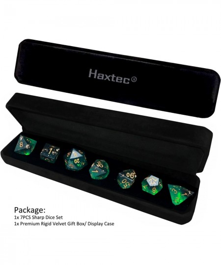 DND Dice Set Sharp Edge Resin Dice with Dice Case War Series Green Black D&D Dice for RPG Role Playing Games Dungeons and Dra...